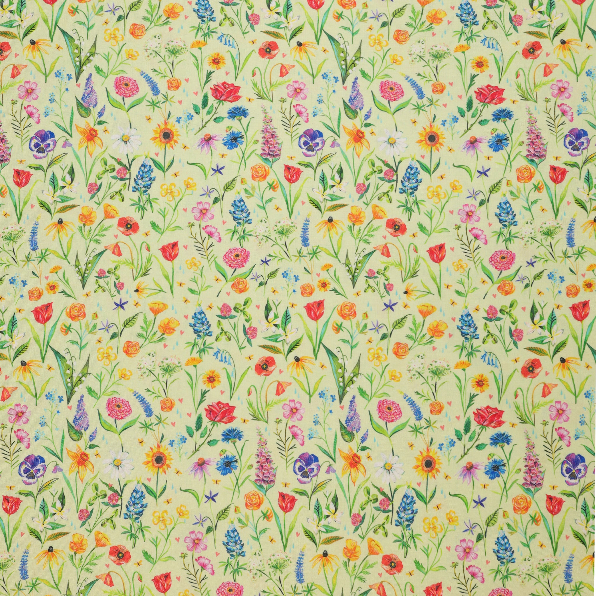 A Prairie Heart Fabric Collection - Meadow Flowers Light Fern