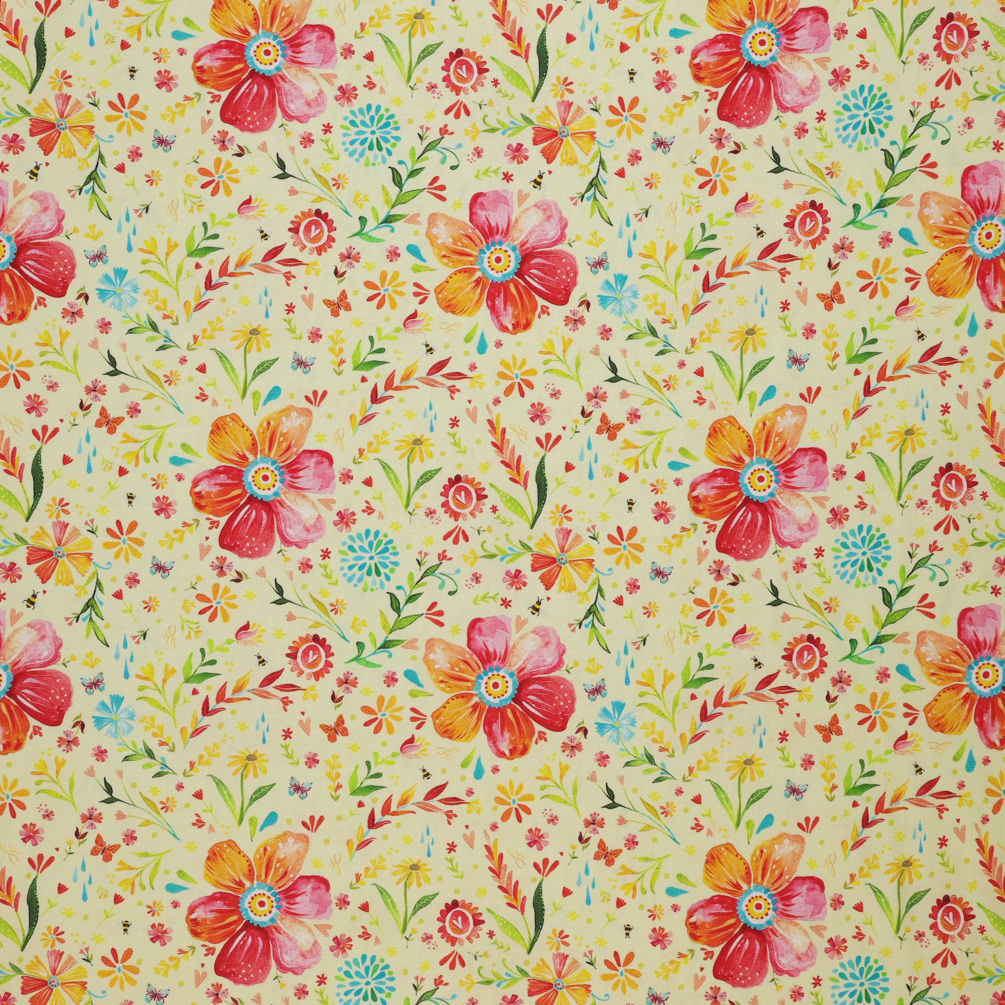 A Prairie Heart Fabric Collection - Posies Light Fern