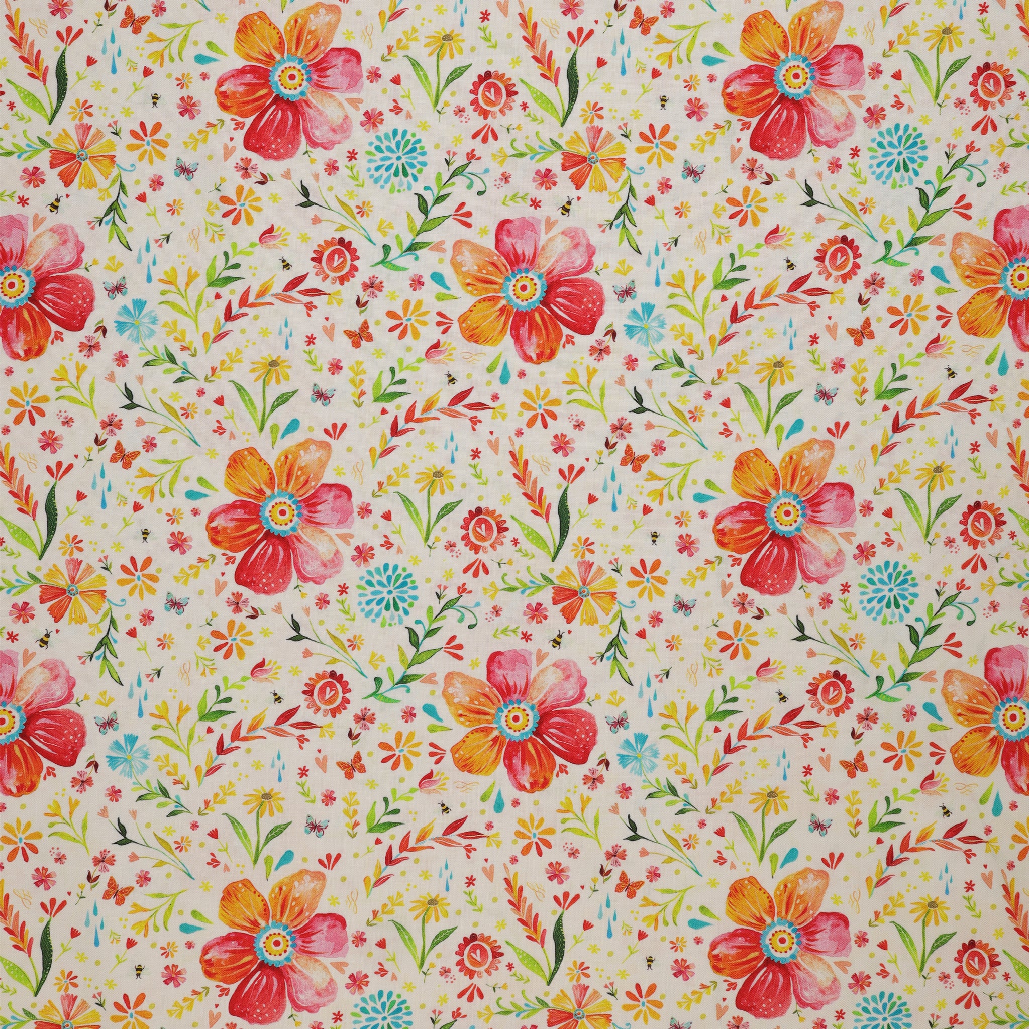 A Prairie Heart Fabric Collection - Posies White