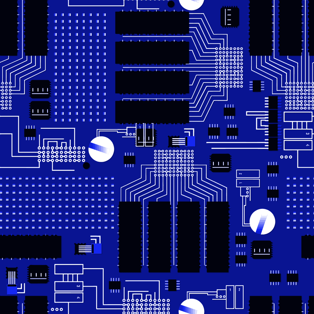 Circuit Board Fabric - Blue