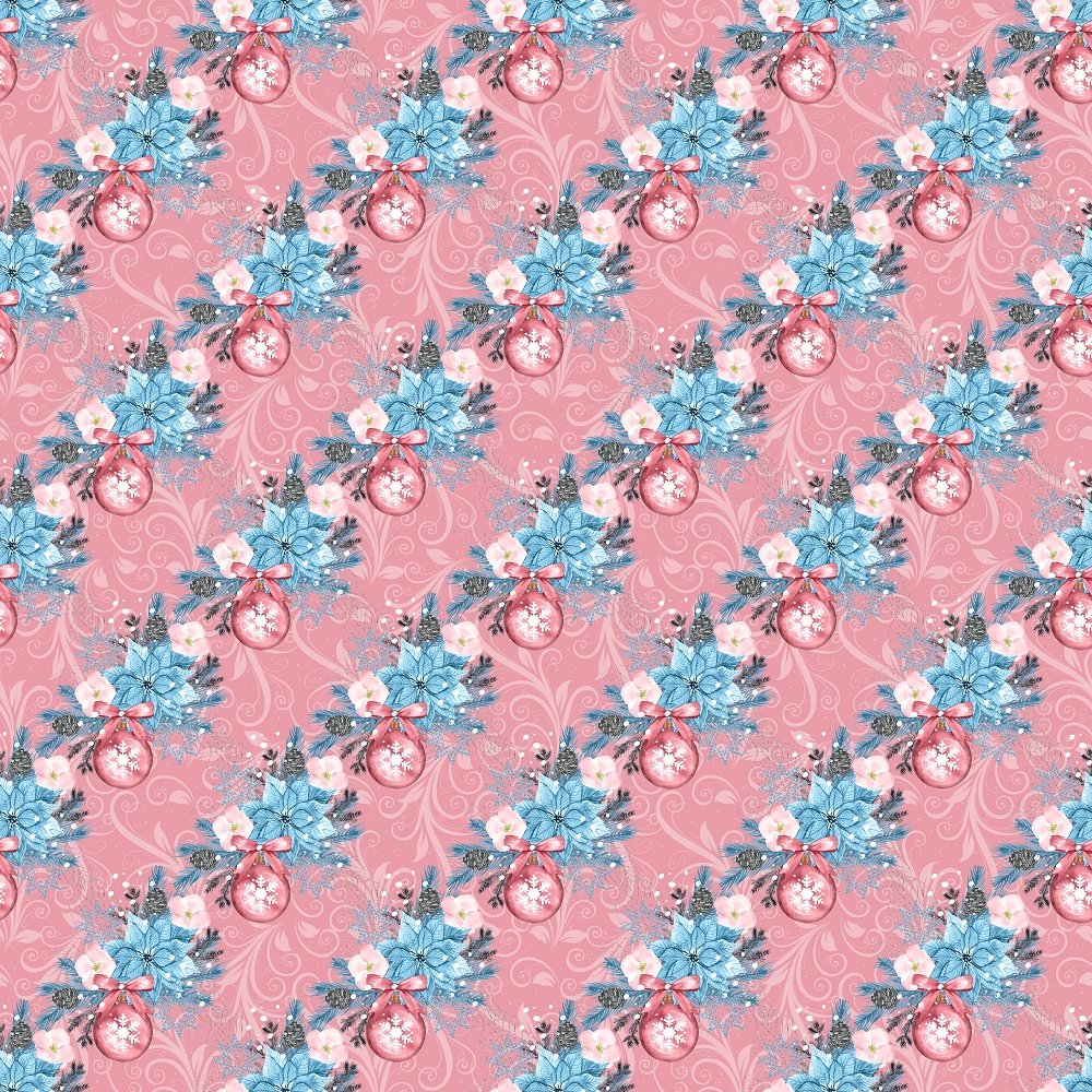 Colorful Ornaments on Swirl Fabric - Pink