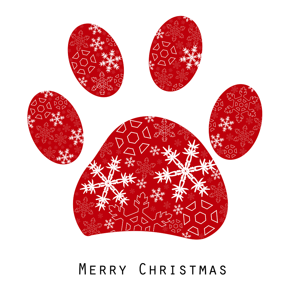 Christmas Paw Print Fabric Panel