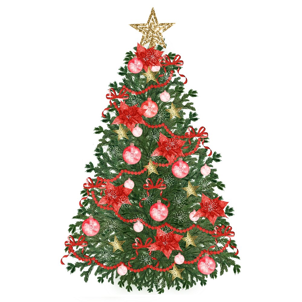 Christmas Tree Arrangement #2 Fabric Panel