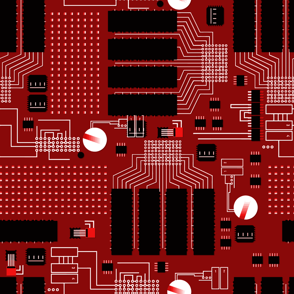 Circuit Board Fabric -  Mahogany Red