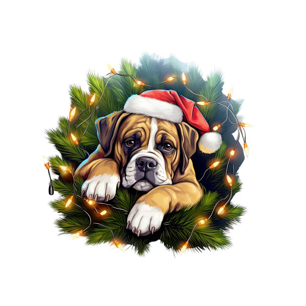 Christmas Lazy Boxer Fabric Panel