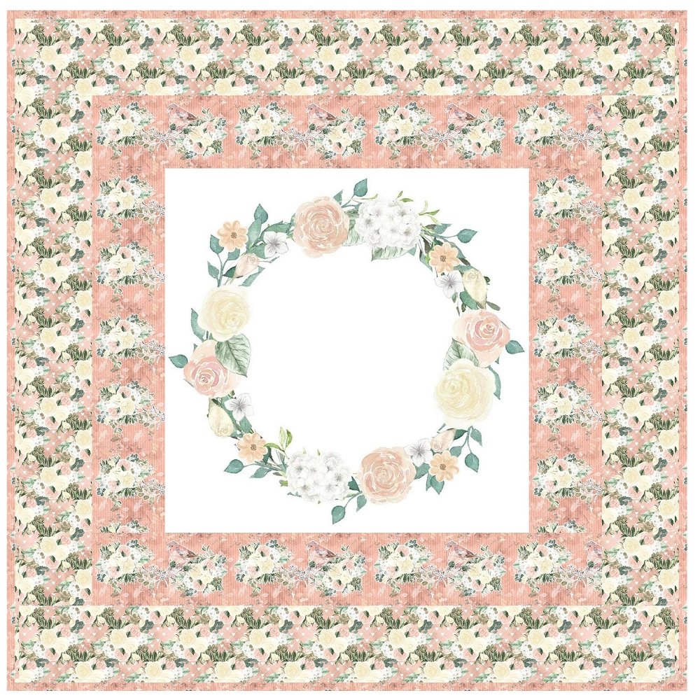 Watercolor Roses Wreath Wall Hanging 42" x 42"