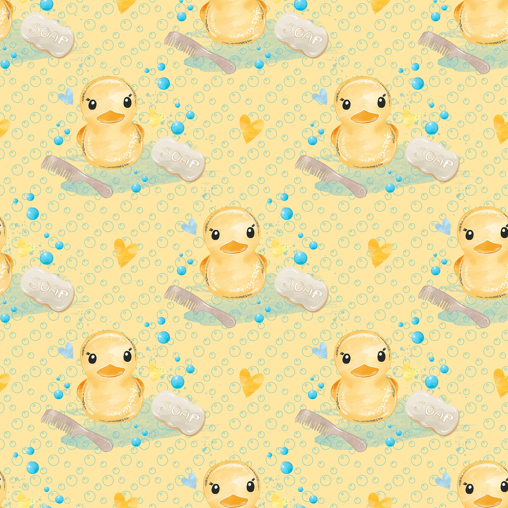 Watercolor Rubber Ducks #2 Fabric - Yellow