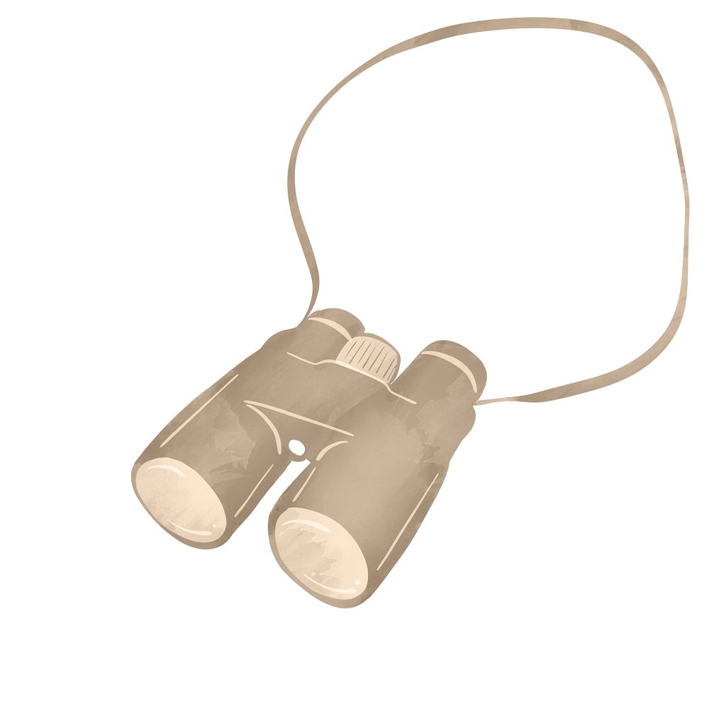 Watercolor Safari Binoculars Fabric Panel - Tan