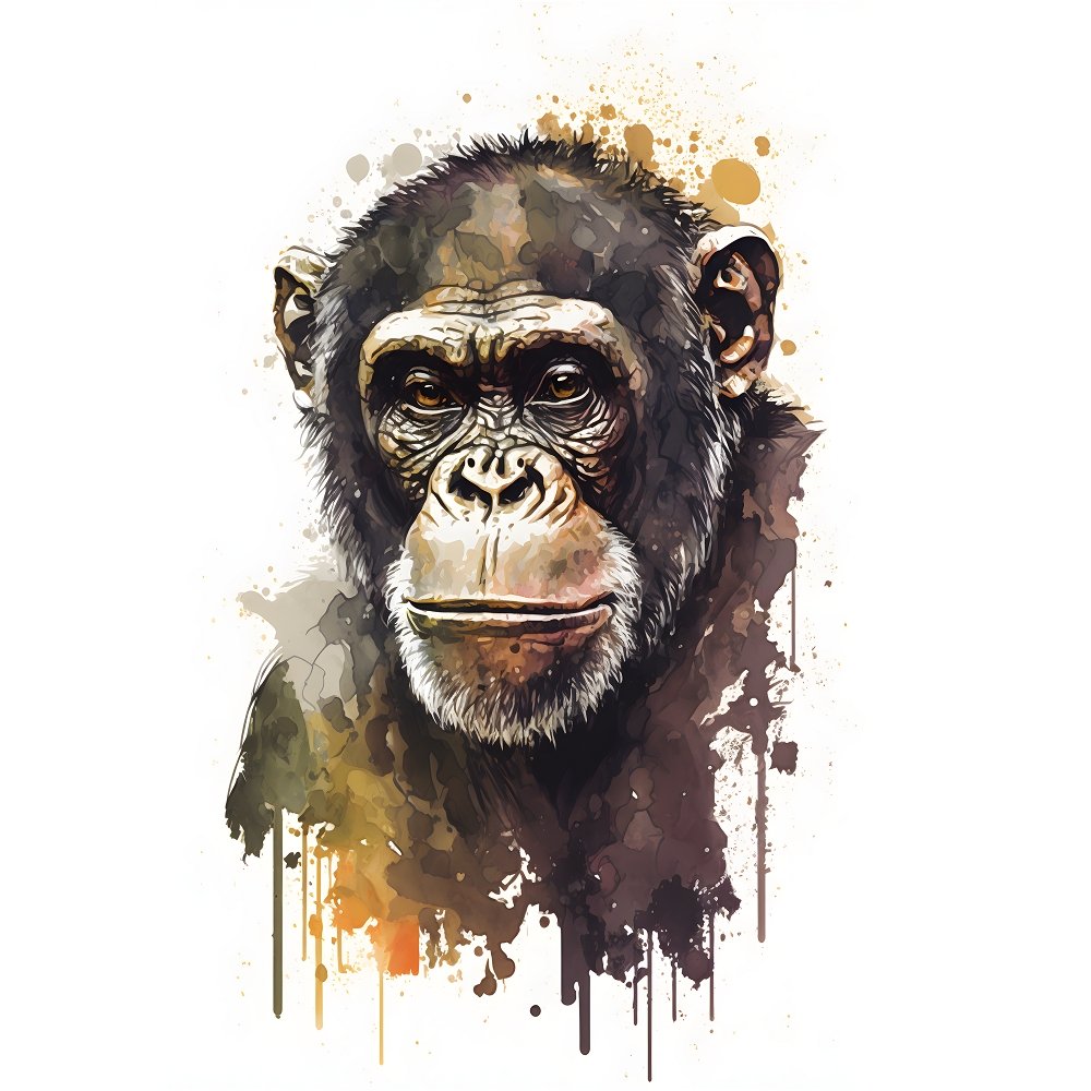 Watercolor Safari Chimpanzee Fabric Panel