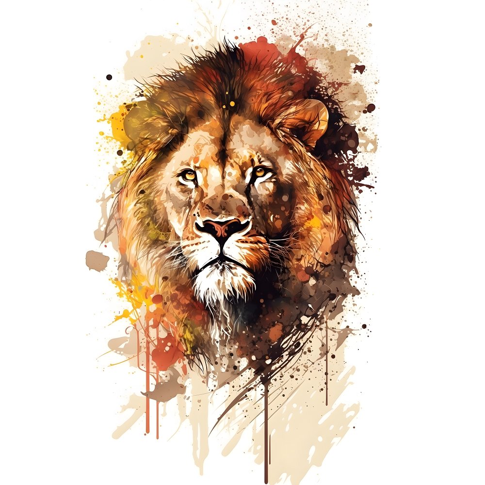 Watercolor Safari Lion Fabric Panel