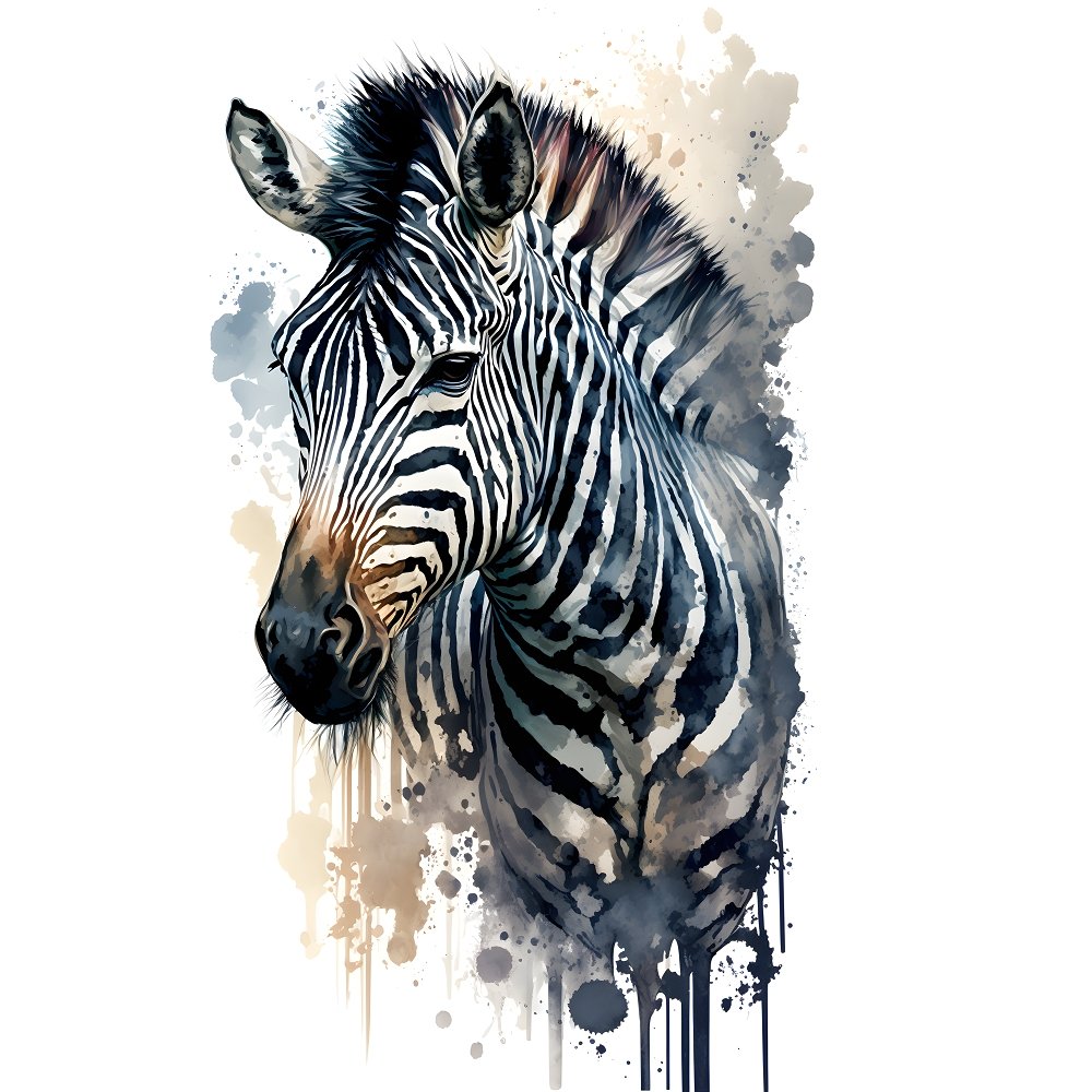 Watercolor Safari Zebra Fabric Panel