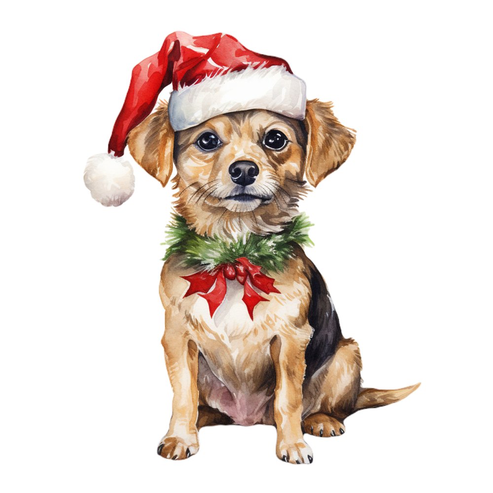 Christmas Animals Dog #3 Fabric Panel