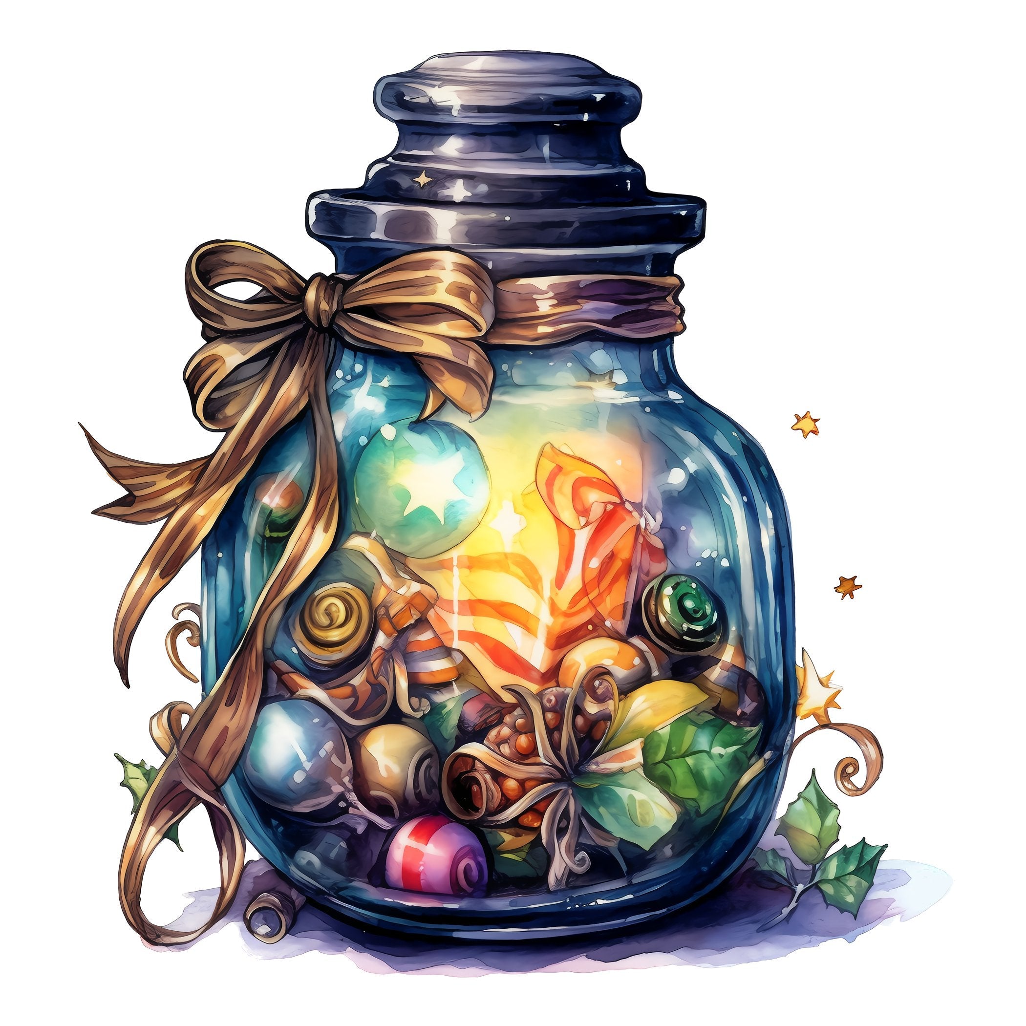 Christmas Eve Scene Jar #21 Fabric Panel