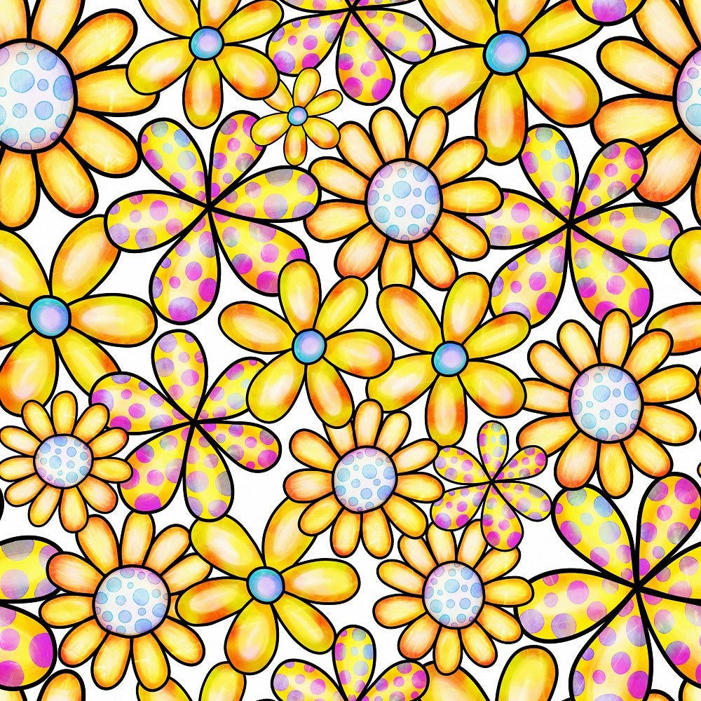 Watercolor Packed Floral Collage #2 Fabric