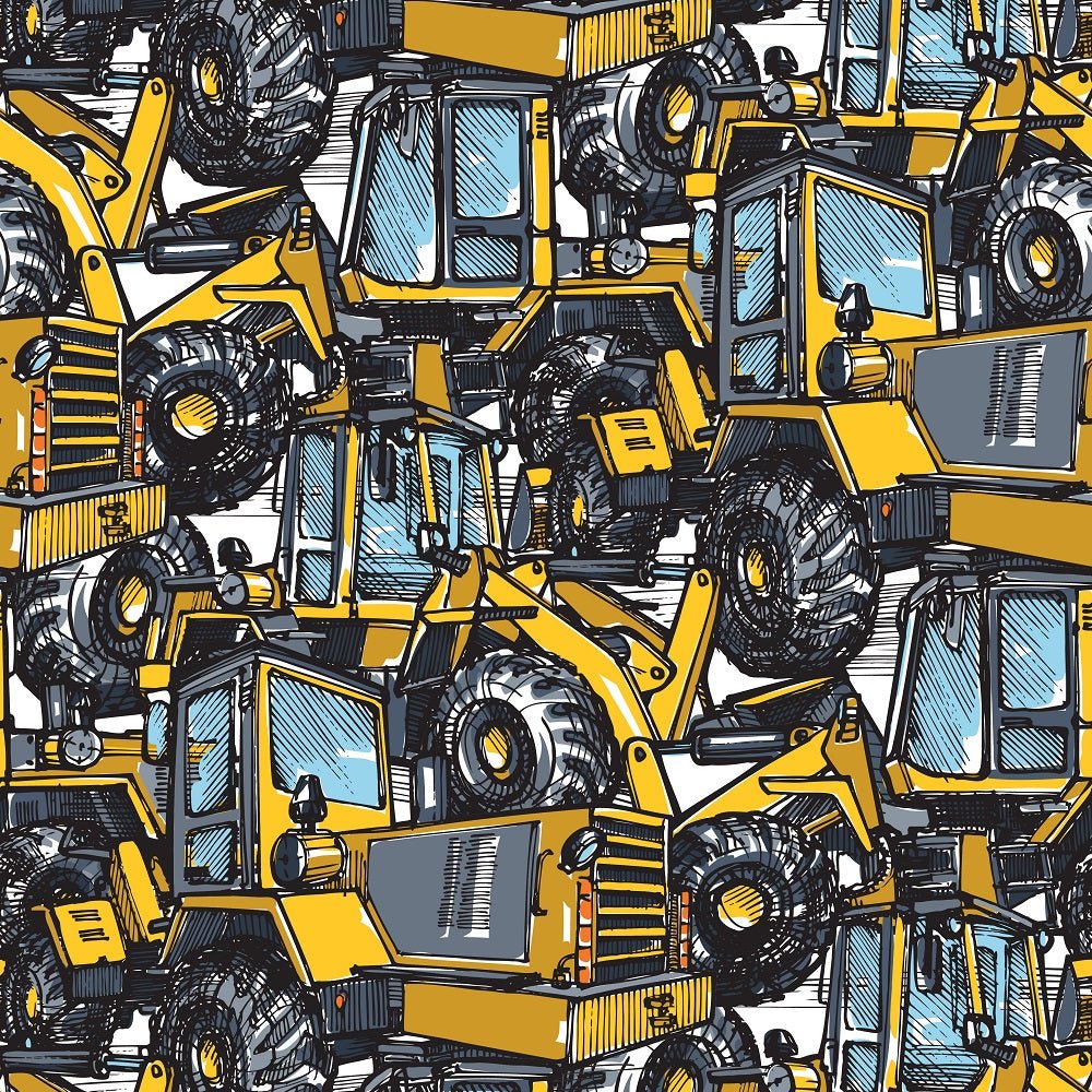 Watercolor Packed Payloader Fabric