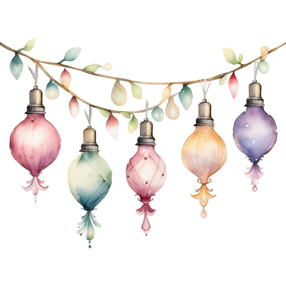 Watercolor Pastel Christmas #1 Fabric Panel