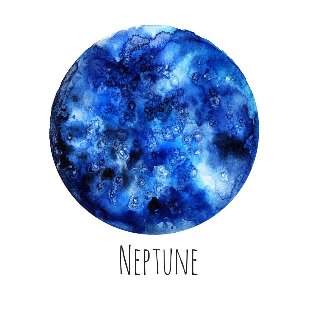 Watercolor Planets Neptune Fabric Panel