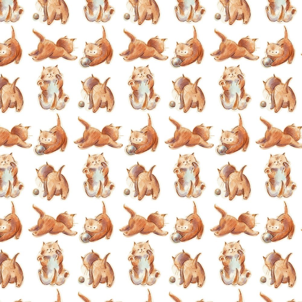 Watercolor Playful Kittens Fabric