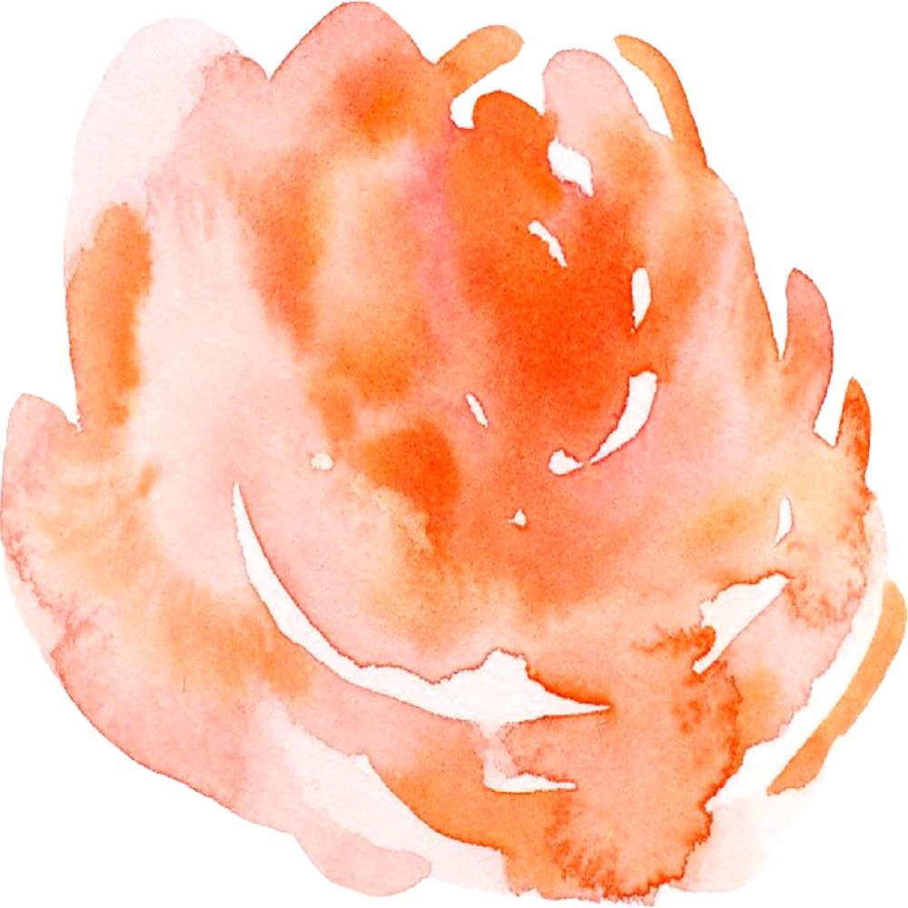 Watercolor Rose Fabric Panel - Orange