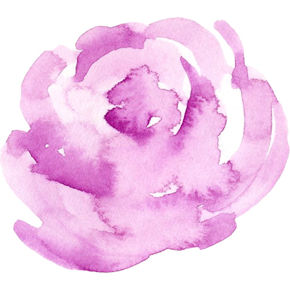 Watercolor Rose Fabric Panel - Purple
