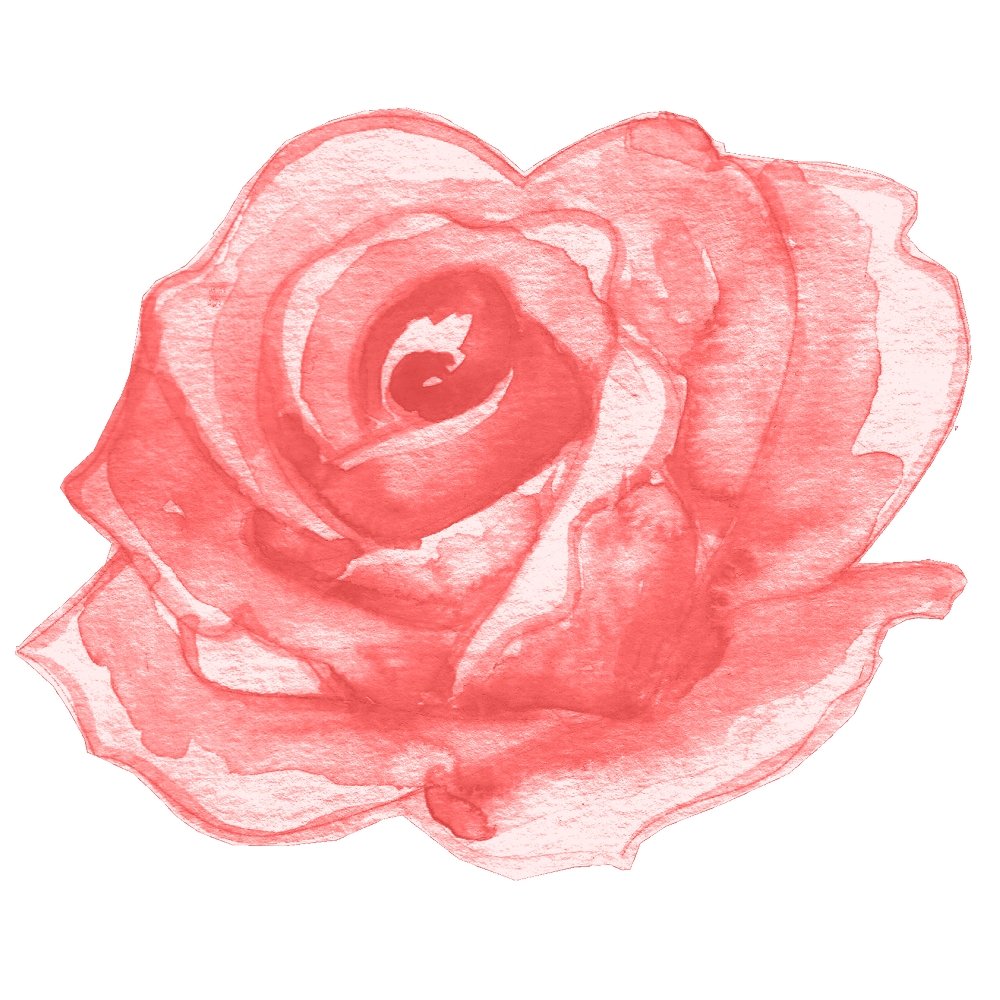 Watercolor Rose Fabric Panel - Red
