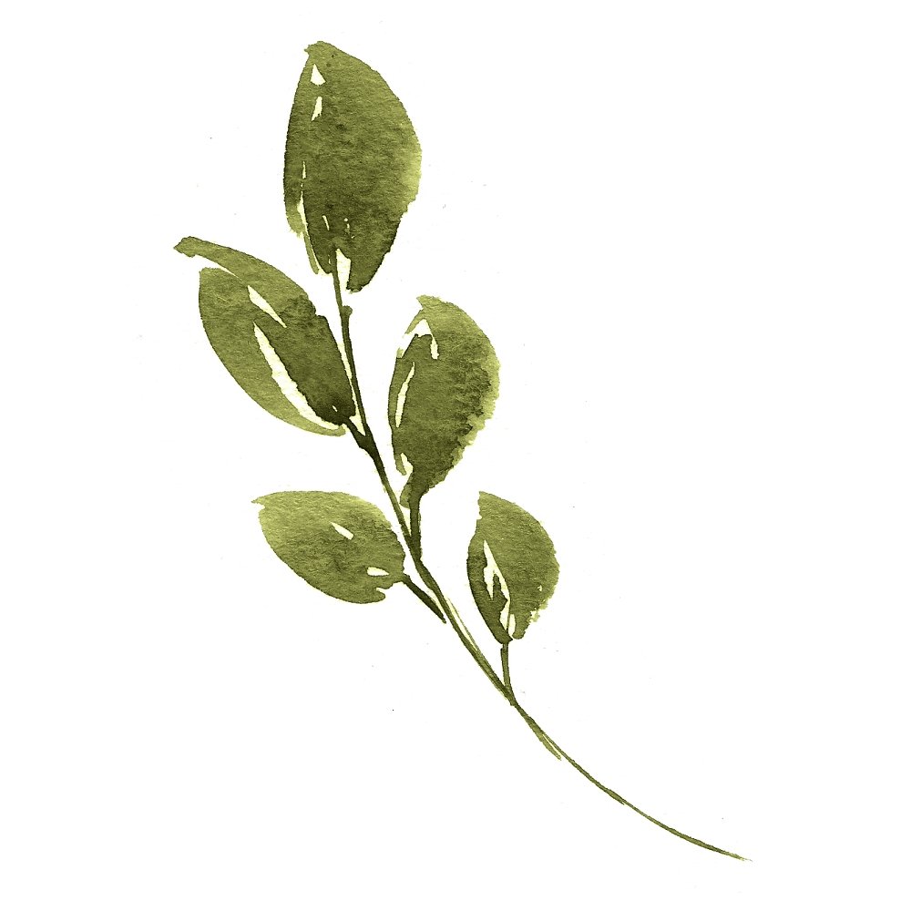 Watercolor Rose Leaf Fabric Panel - Dark Green