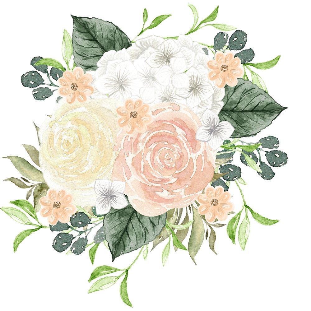 Watercolor Roses Arrangement #1 Fabric Panel