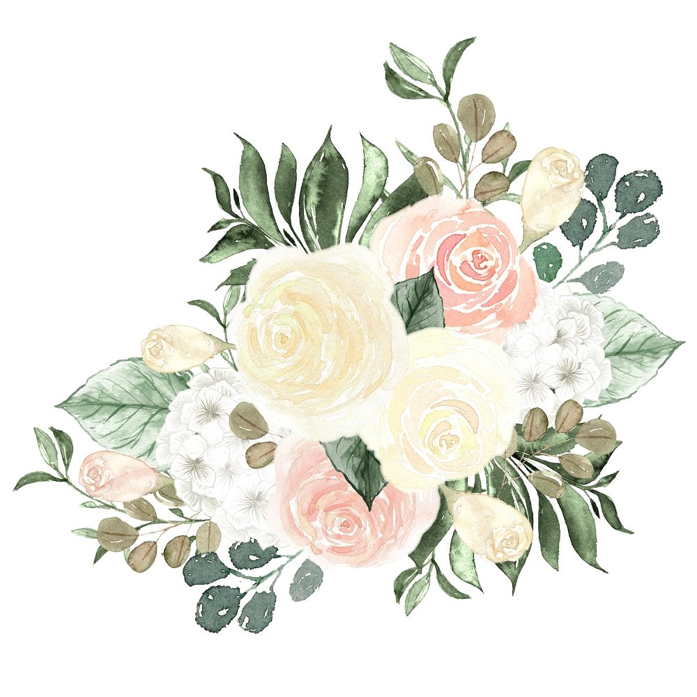 Watercolor Roses Arrangement #2 Fabric Panel