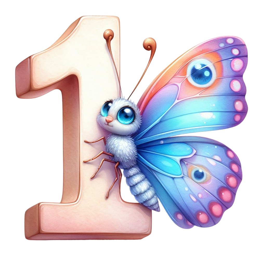 Watercolor Butterfly Number ''1'' Fabric Panel
