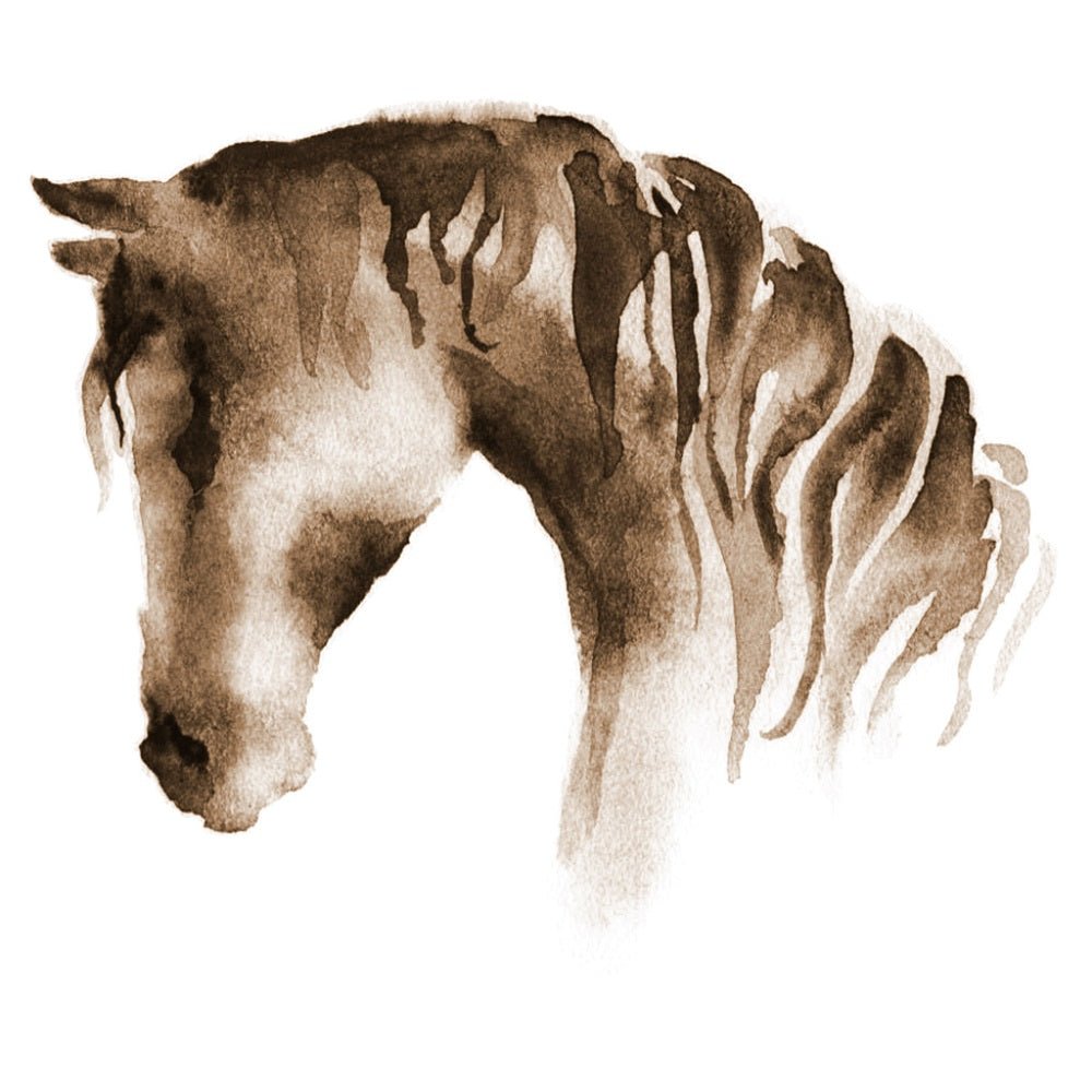 Watercolor Horse Head Fabric Panel - Brown