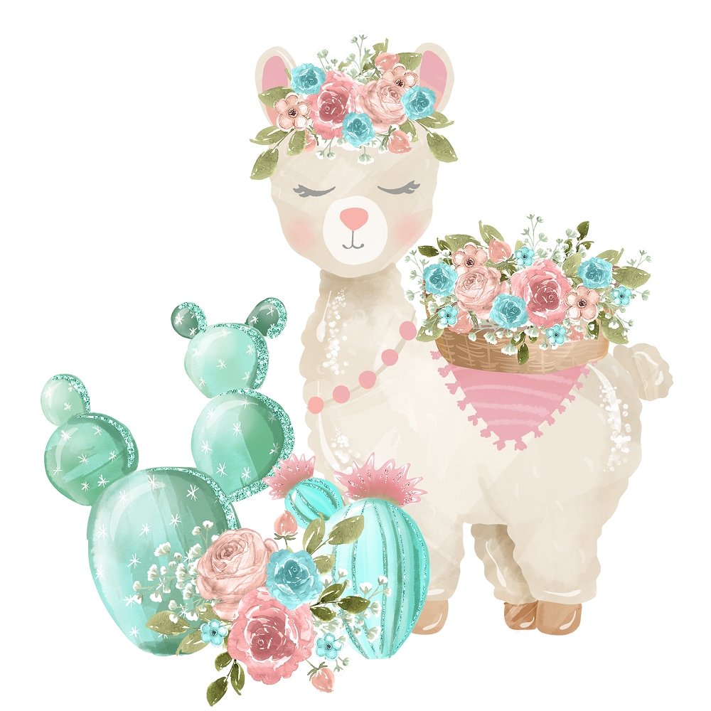 Watercolor Lavish Llama Fabric Panel