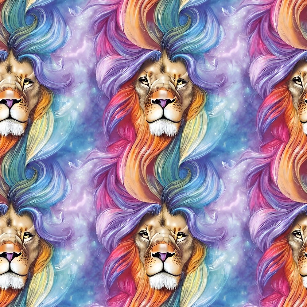 Watercolor Mystical Lion Fabric