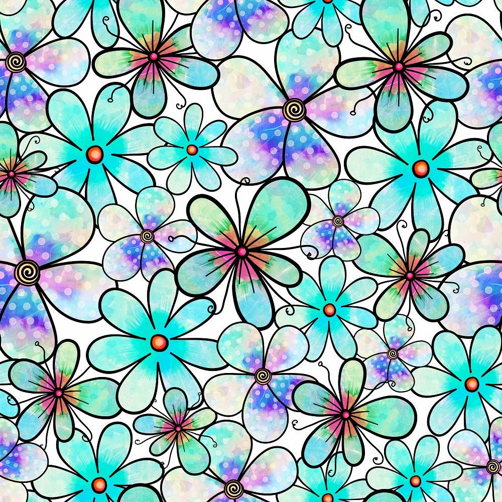 Watercolor Packed Floral Collage #4 Fabric