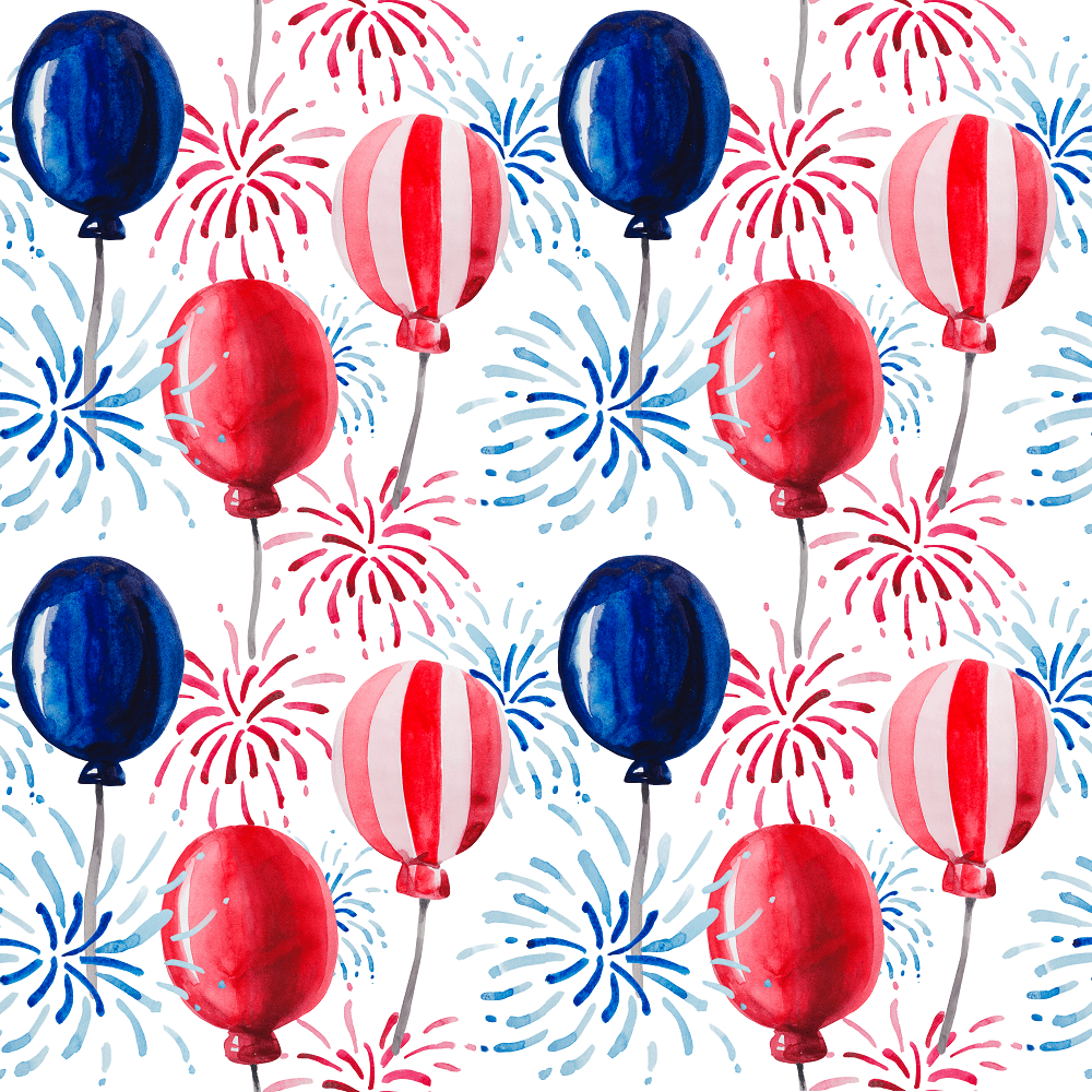 Watercolor Patriotic Balloons Fabric - Variation 1
