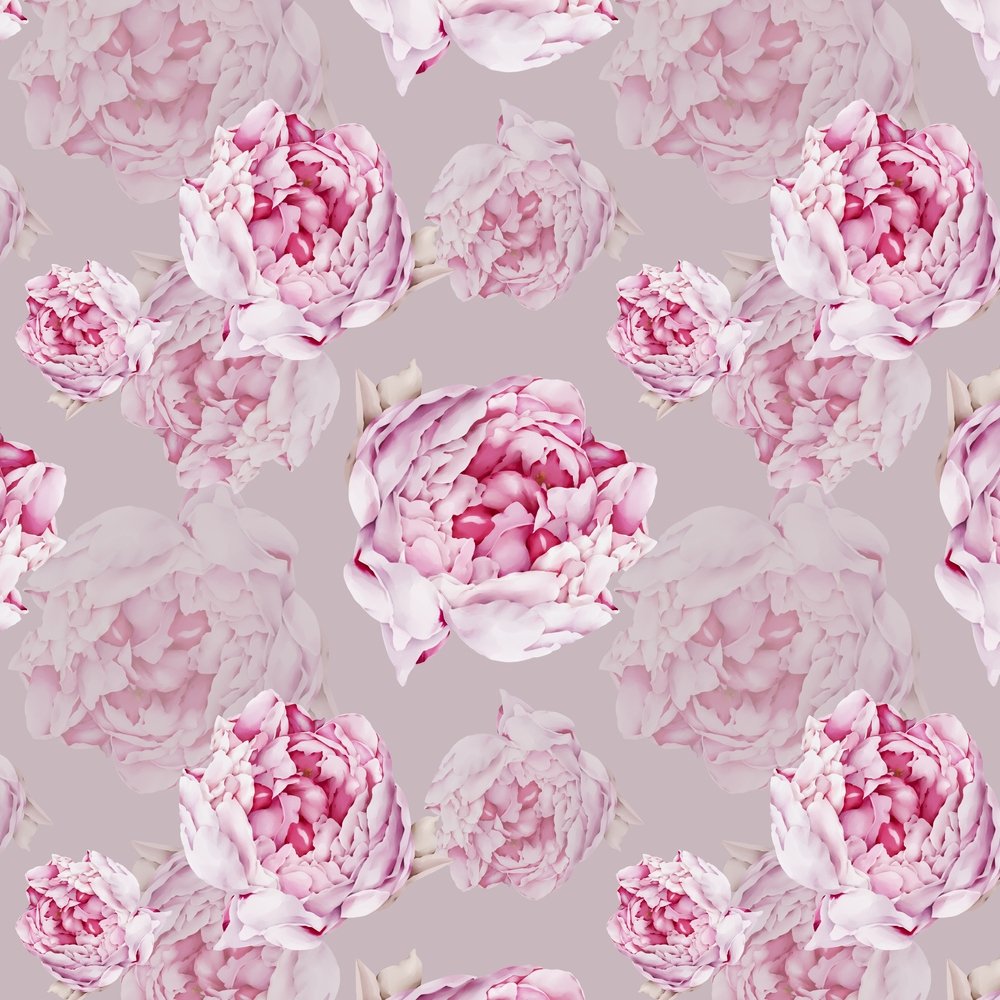 Watercolor Peony Flowers Fabric - Pink