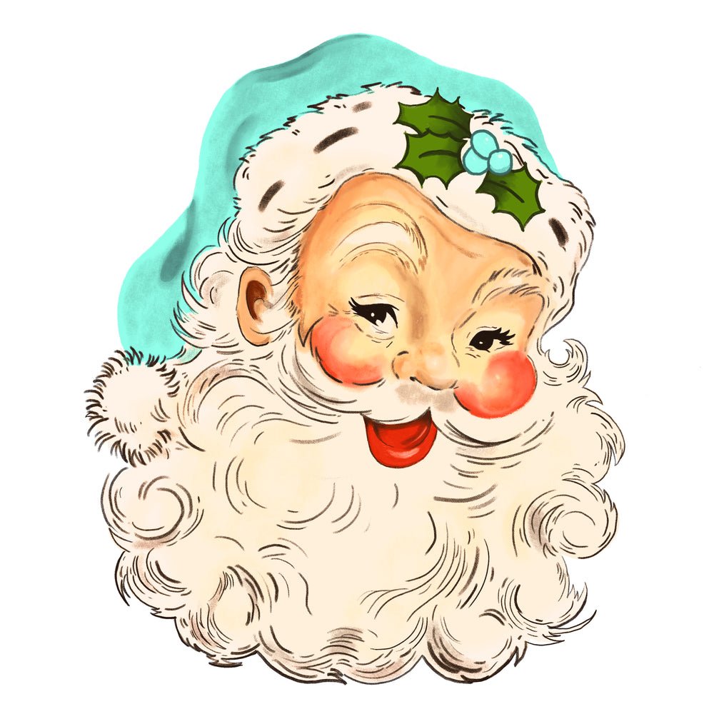 Vintage Santa Claus #2 Fabric Panel - Blue