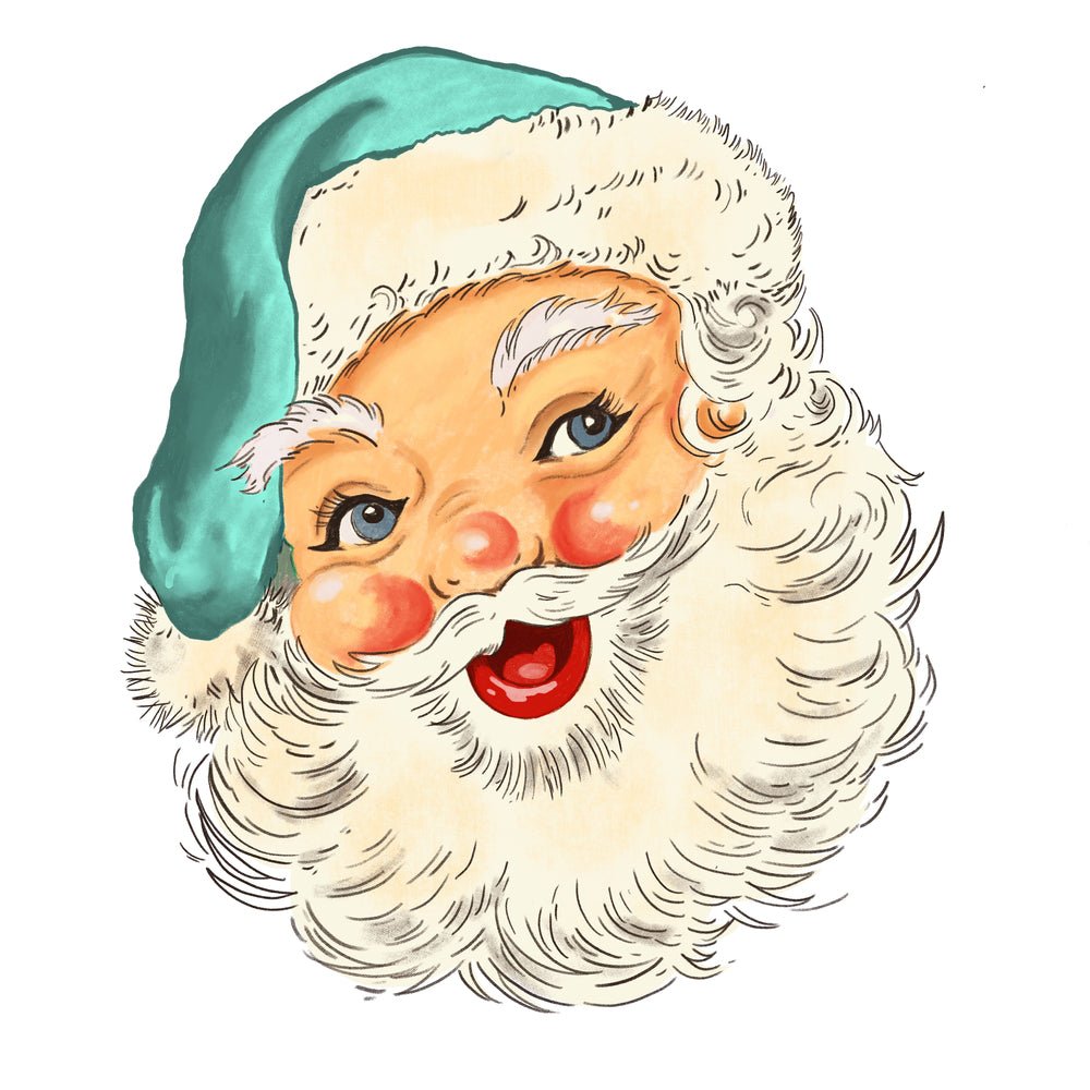 Vintage Santa Claus #5 Fabric Panel - Blue