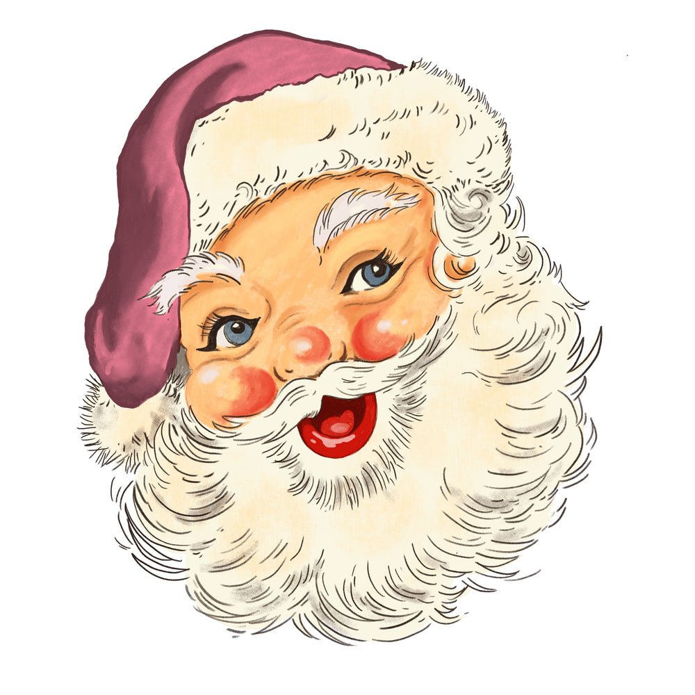 Vintage Santa Claus #5 Fabric Panel - Pink