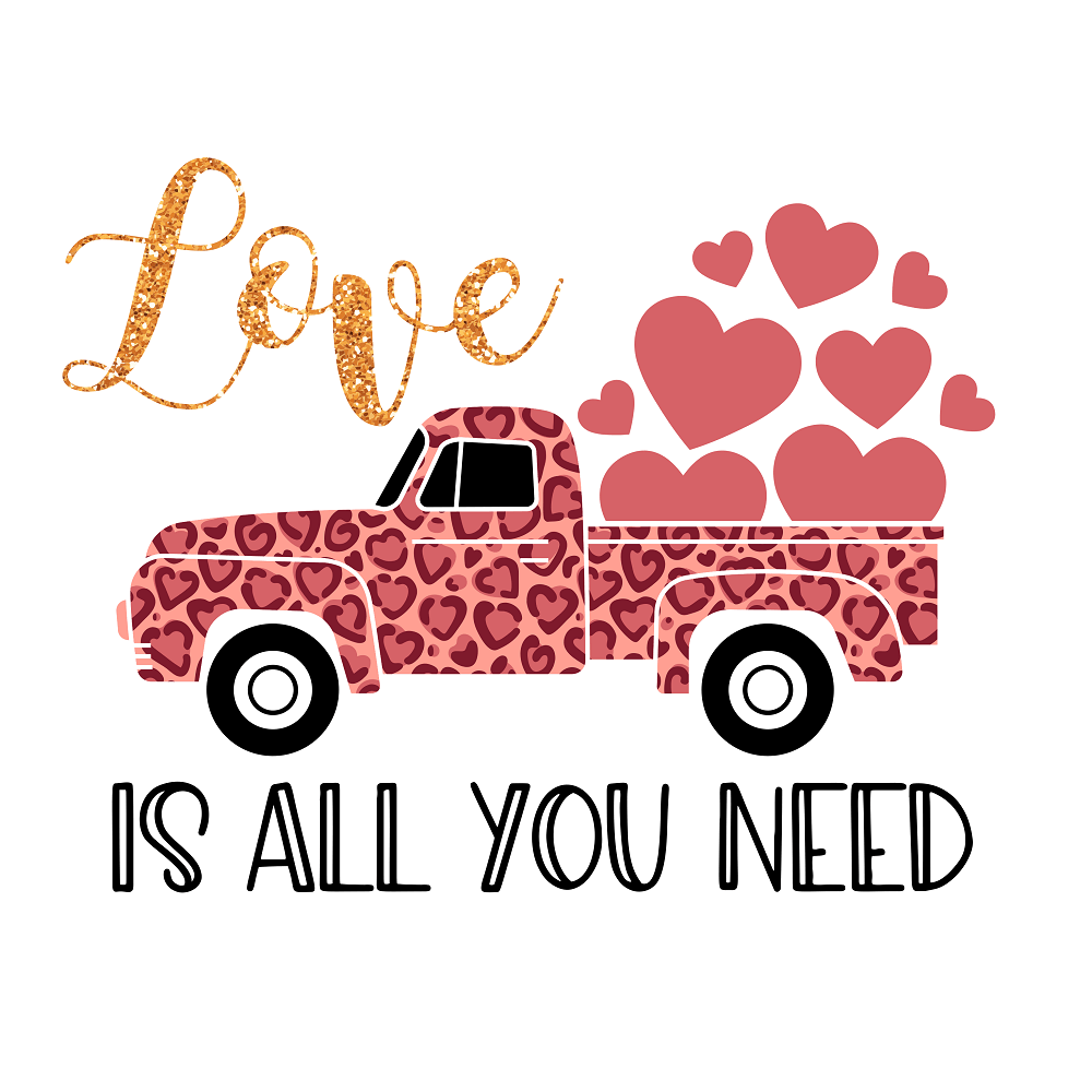 Vintage Valentine Truck Fabric Panel