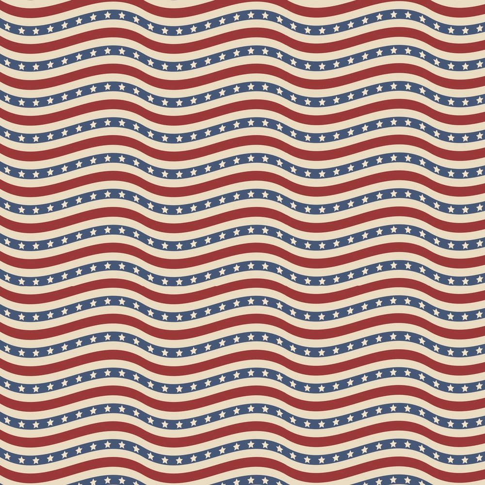 Vintage Wavy Stars & Stripes Fabric - Multi