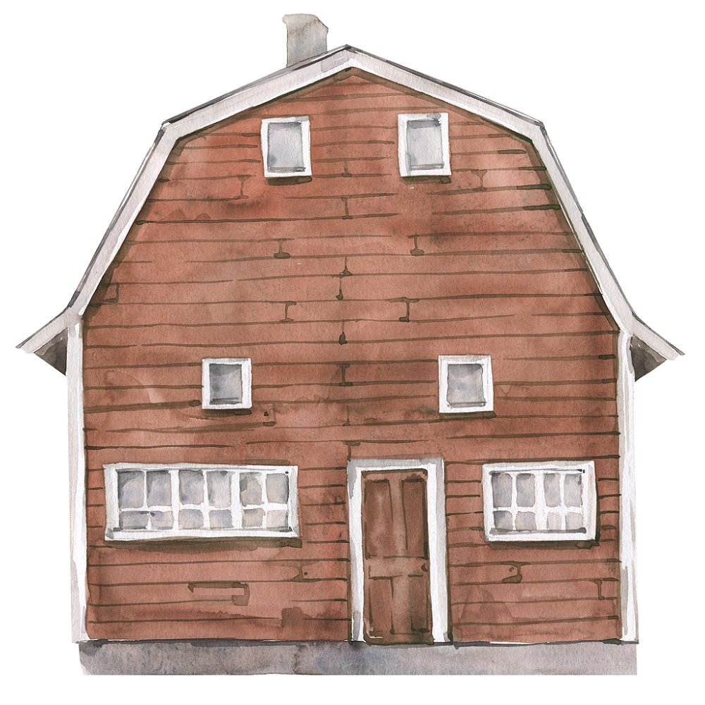 Watercolor Farmhouse Fabric Panel - Brown