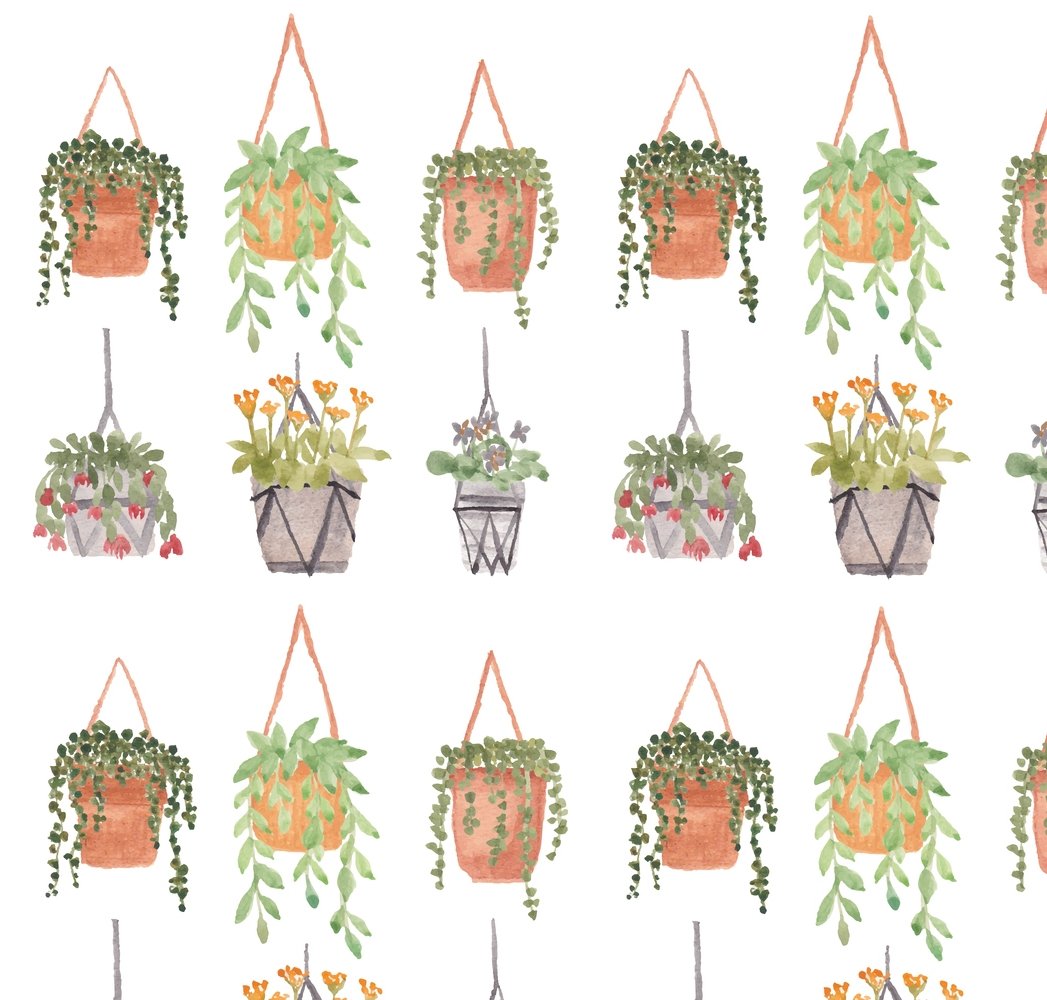 Watercolor Hanging Pot Fabric