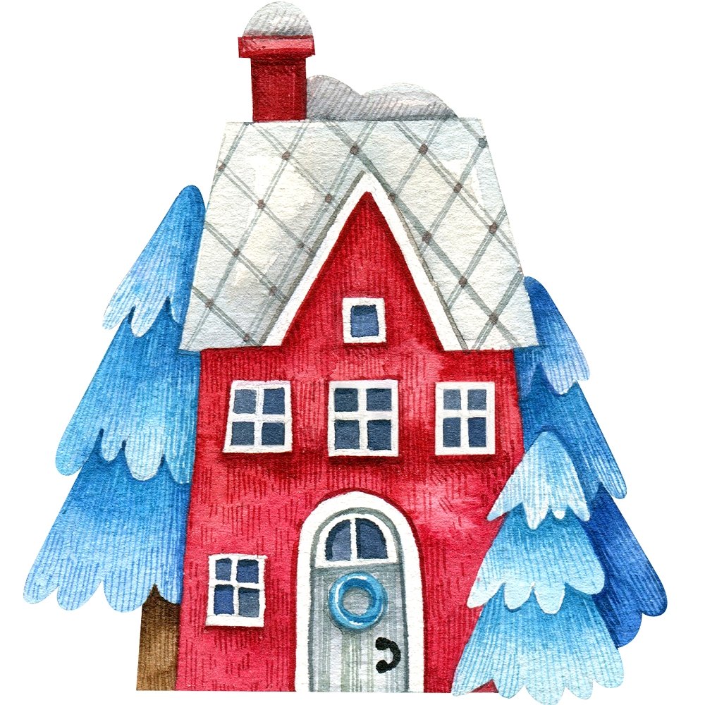 Watercolor Home Fabric Panel - Red