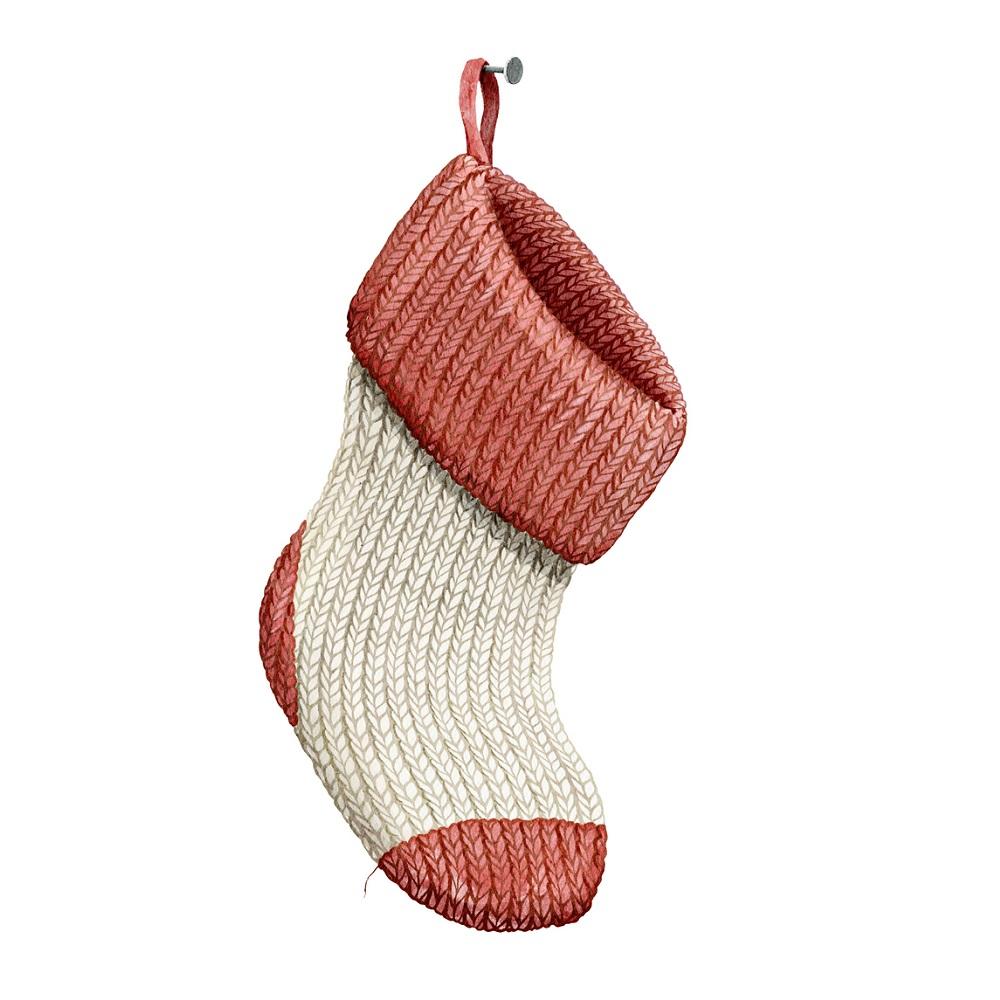 Watercolor Knitting Stocking Fabric Panel