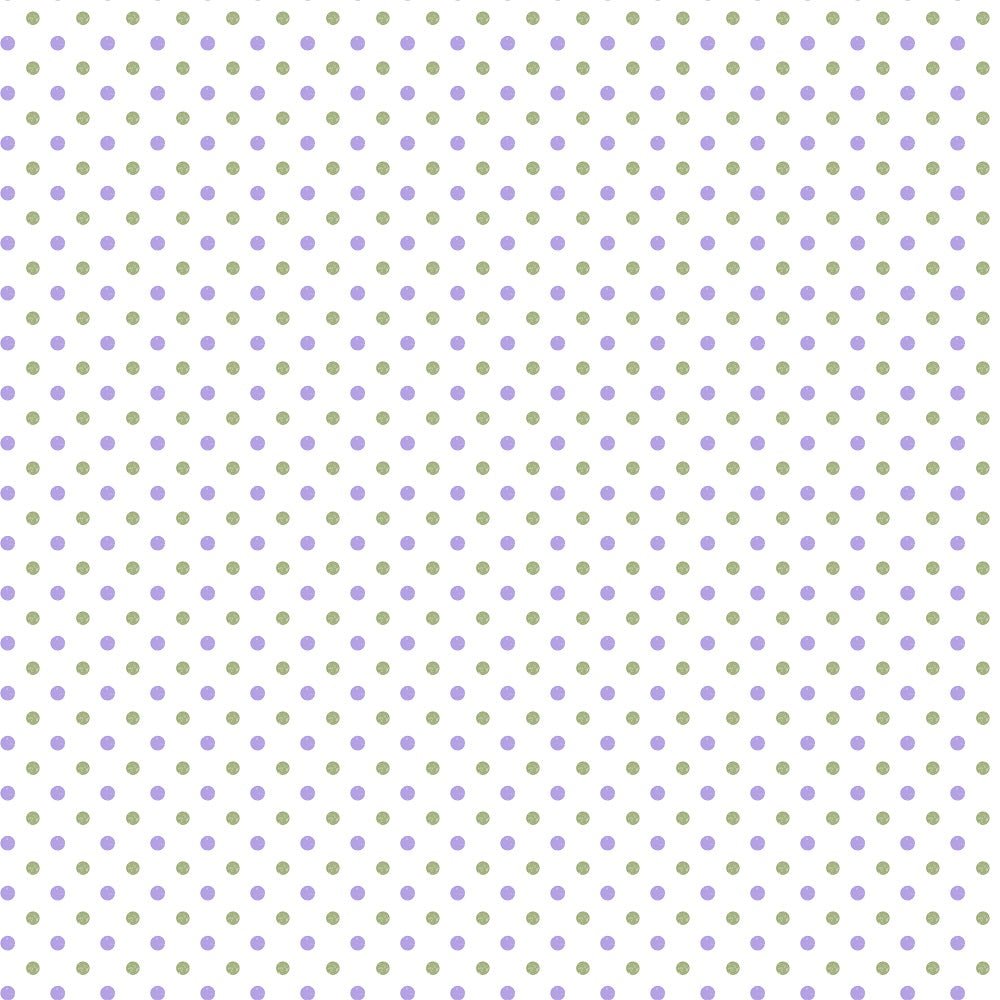 Watercolor Lavender Grunge Green and Purple Dots #1 Fabric