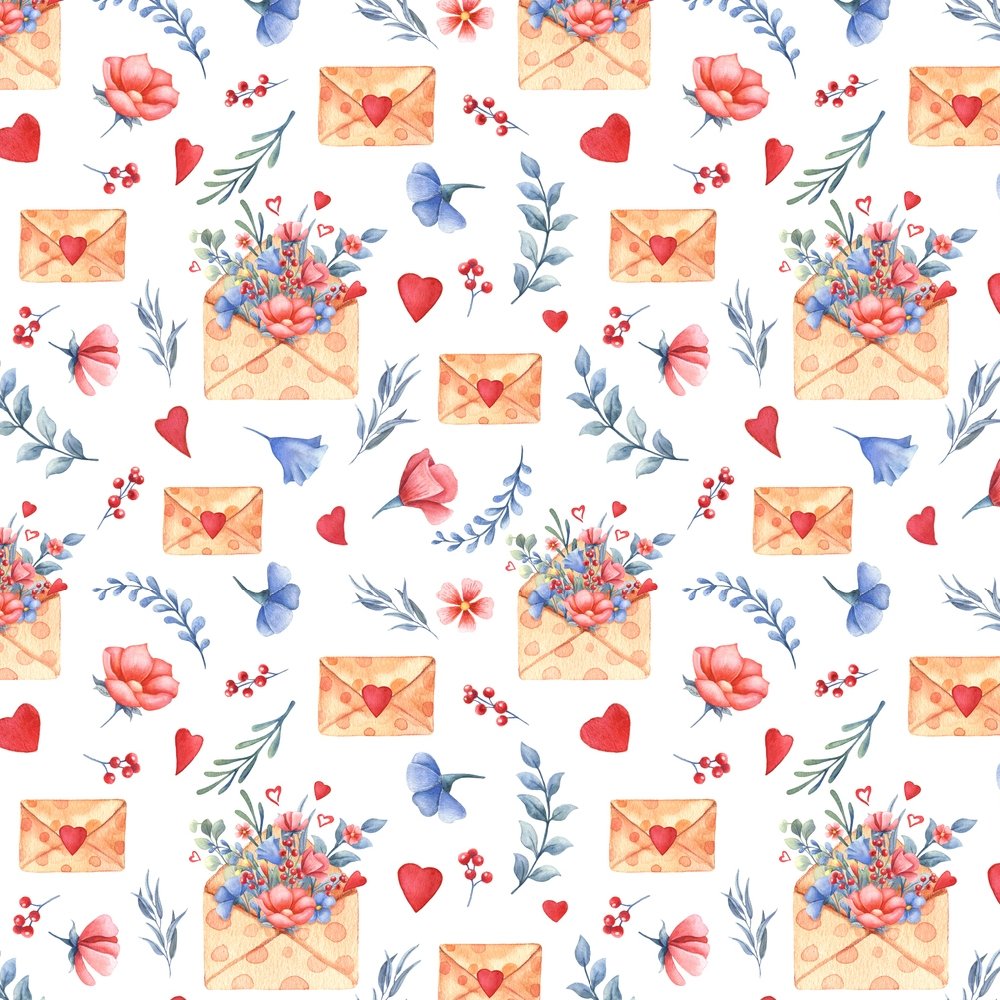 Watercolor Letters & Flowers Fabric