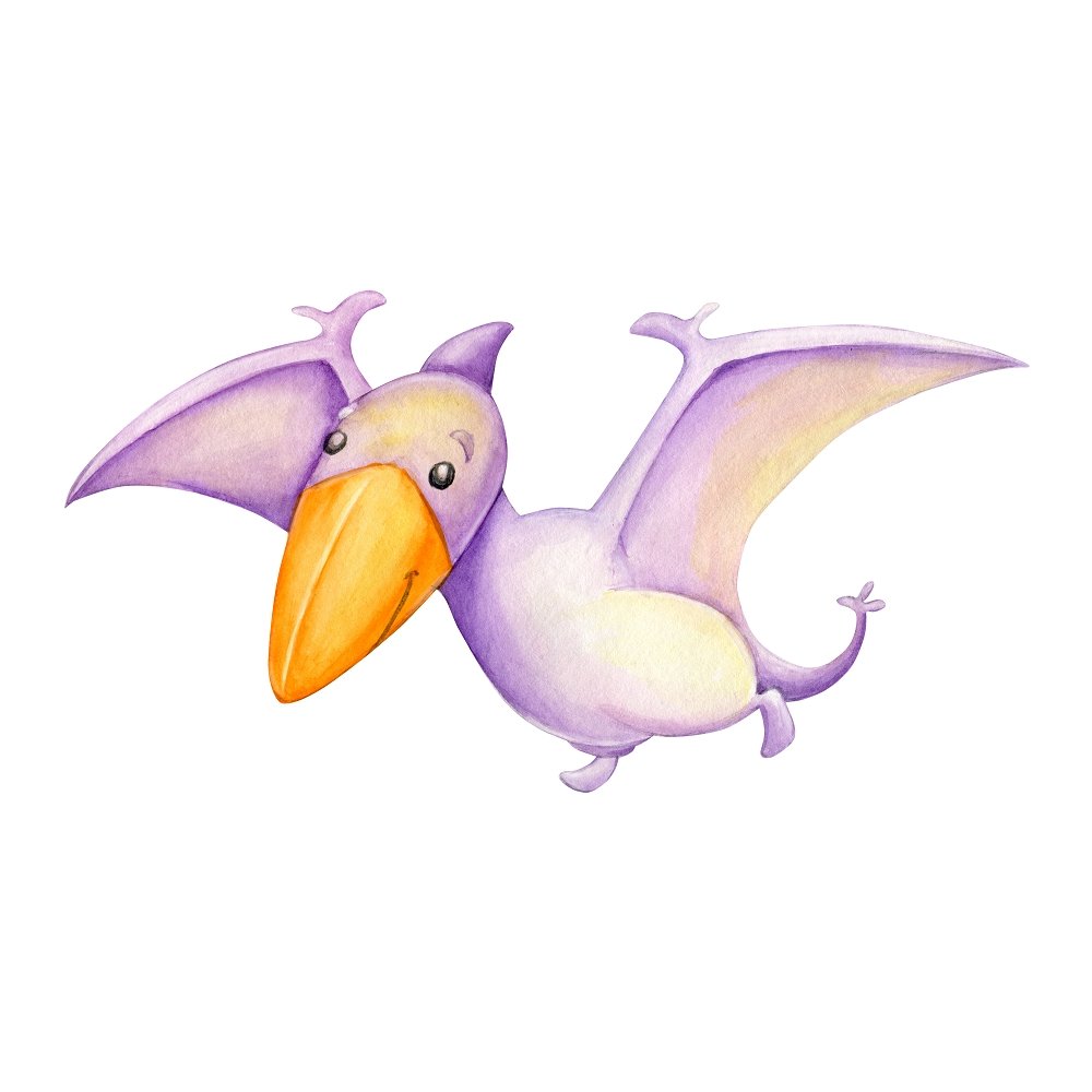 Watercolor Flying Pteranodon Fabric Panel