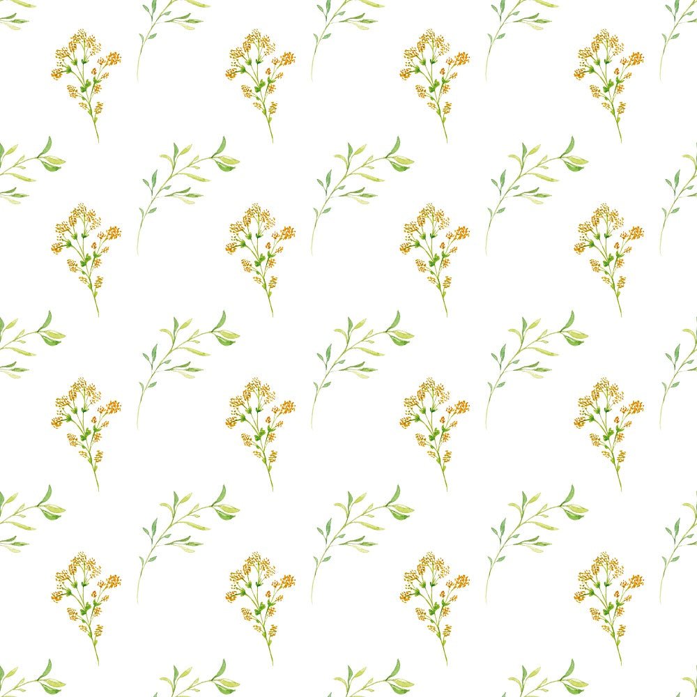 Watercolor Foliage Variation #3 Fabric - White