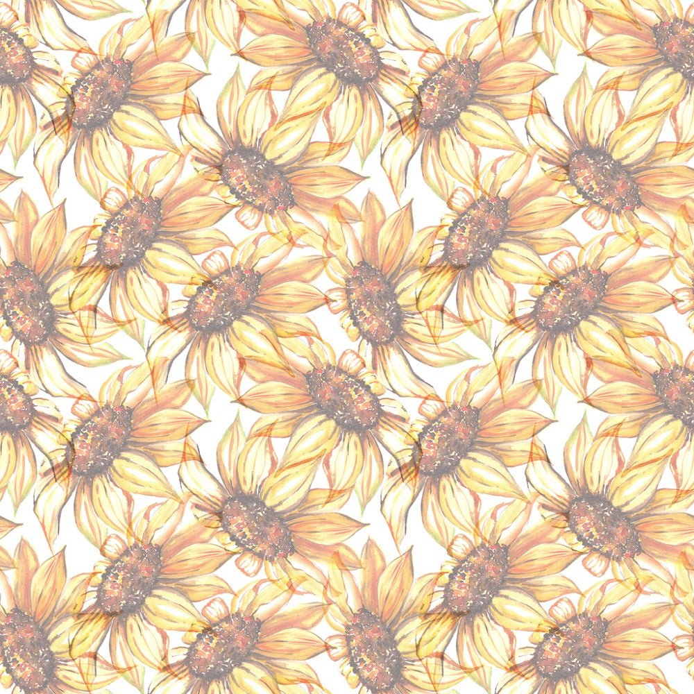 Watercolor Fully Faded Sunflower Fabric