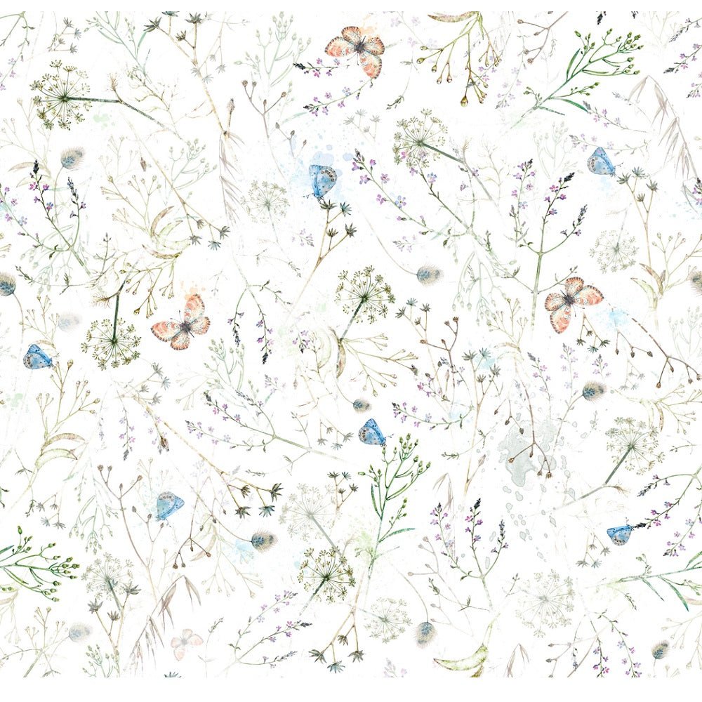 Vintage Floral and Butterflies Allover Fabric